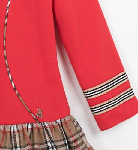 Vestido niña talle bajo cuerpo rojo &amp; falda tartán de Nekenia | Aiana Larocca