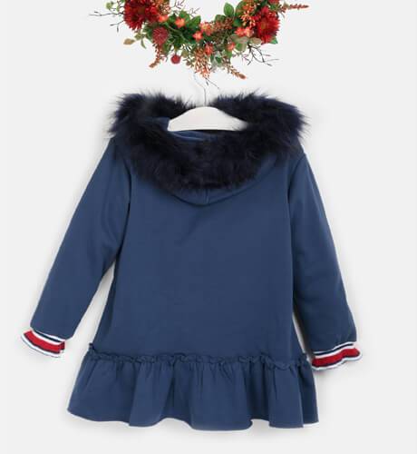 Vestido niña felpa azul Caperucita &amp; capucha de Mon Petit Bonbón | Aiana Larocca