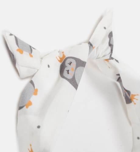 Turbante bandana blanco estampado pingüinos de Mon Petit Bonbón | Aiana Larocca