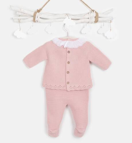 Conjunto bebé jersey y polaina rosa de Don Algodón | Aiana Larocca