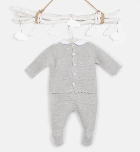 Conjunto bebé jersey y polaina gris de Don Algodón | Aiana Larocca