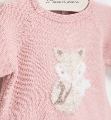 Conjunto bebé jersey y polaina punto rosa little fox de Martín Aranda | Aiana Larocca