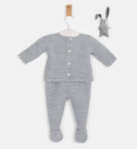 Conjunto bebé Oso jersey y polaina gris de Valentina Bebés | Aiana Larocca