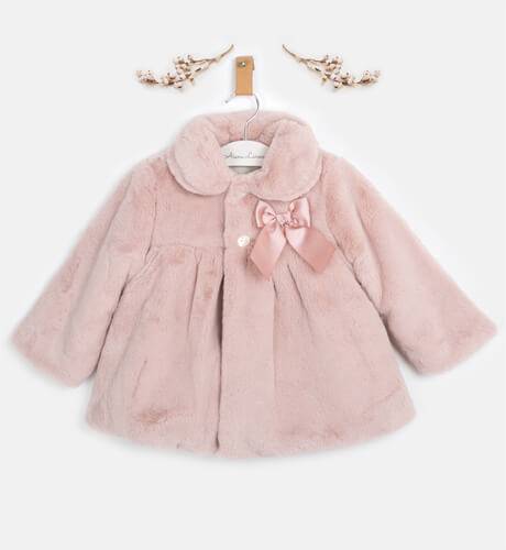 Abrigo niña pelo muton rosa empolvado de Valentina Bebés | Aiana Larocca