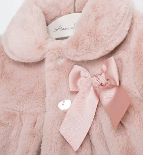 Abrigo niña pelo muton rosa empolvado de Valentina Bebés | Aiana Larocca