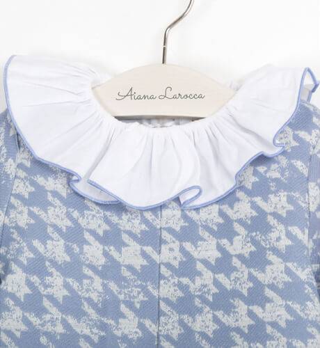 Vestido niña pata gallo azul &amp; cuello blanco de Lor Miral | Aiana Larocca