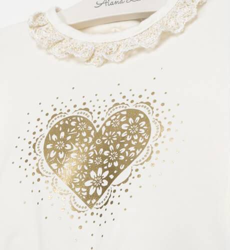 Conjunto niña falda tweed y camiseta corazón de Nekenia | Aiana Larocca