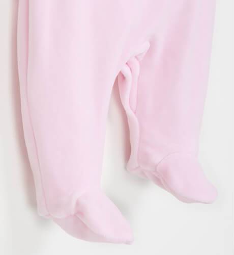 Pijama bebé terciopelo rosa puntilla de Valentina Bebés | Aiana Larocca