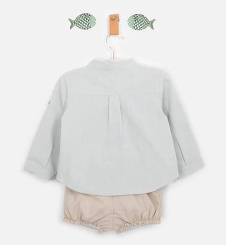 Conjunto niño Camisa verde y pantalón arena de Valentina Bebés | Aiana Larocca
