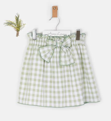 Conjunto blusa y falda vichy verde de Eve Children | Aiana Larocca