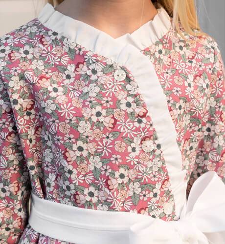 Vestido niña villela floral lazada crudo  | Aiana Larocca