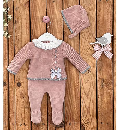 Conjunto bebé pelele ROSA &amp; gris de Valentina Bebés | Aiana Larocca