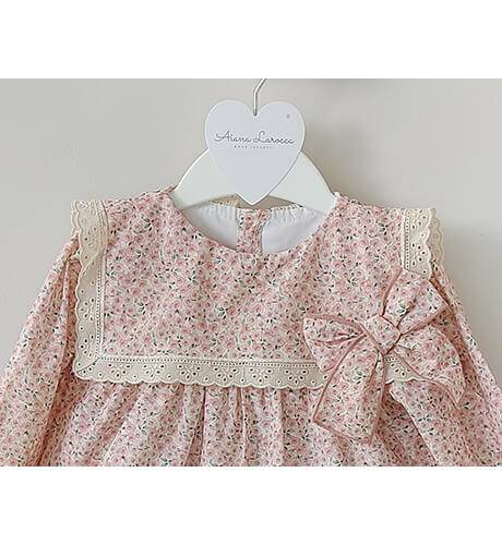 Vestido liberty rosa &amp; puntilla de Valentina Bebés | Aiana Larocca