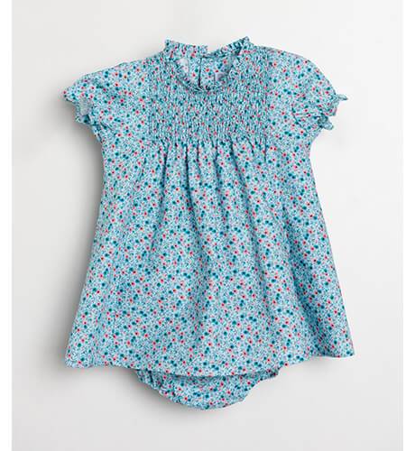 Jesusito niña estampado liberty turquesa florecitas coral de Ancar | Aiana Larocca