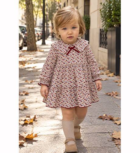 Vestido niña estampado burdeos de Daniesty | Aiana Larocca