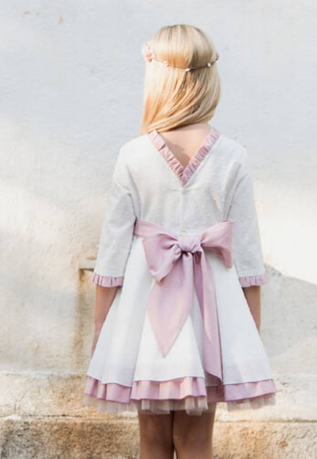 Vestido ceremonia Bella volantitos rosa | Aiana Larocca