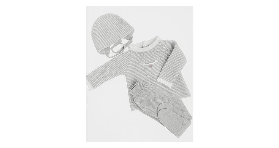 Conjunto bebé Jersey y Polaina color GRIS  de Martin Aranda | Aiana Larocca