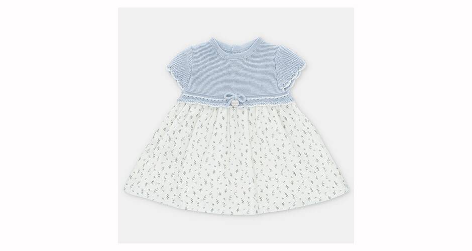 Vestido niña combinado punto azul  bordado de Martin Aranda | Aiana Larocca