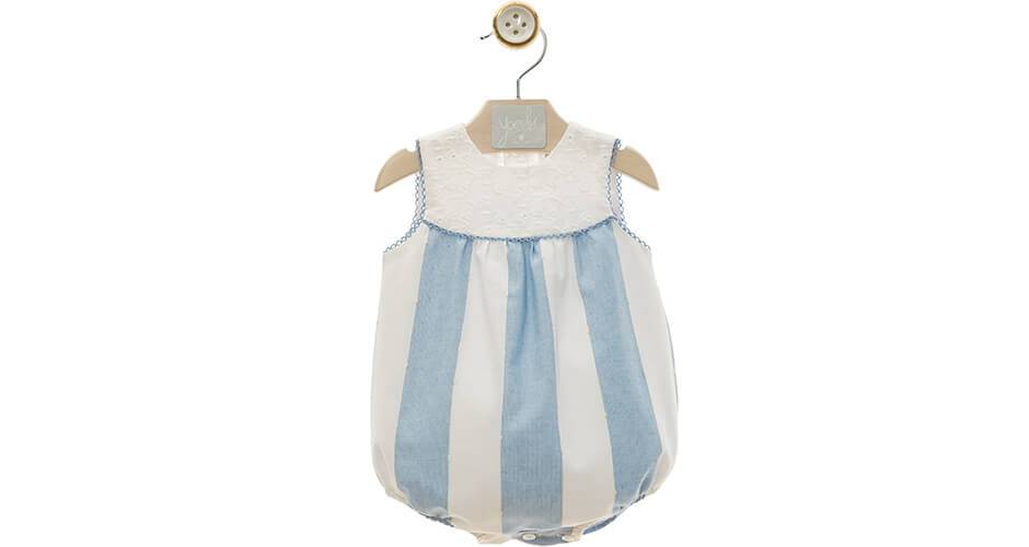 Ranita bebé bordada combinada rayas azul de Yoedu | Aiana Larocca