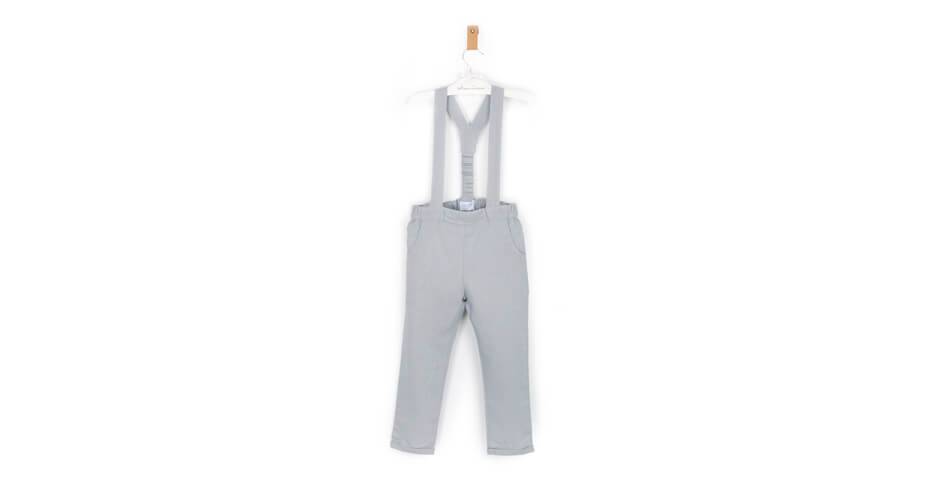 Pantalón niña gris con tirantes de Boometi | Aiana Larocca