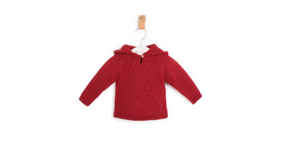 Jersey bebé con capucha rojo pimentón de Marta y Paula | Aiana Larocca
