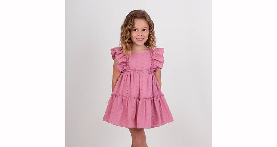 Vestido niña bordado rosa &amp; gran lazada de Nekenia | Aiana Larocca