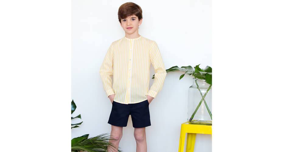 Camisa niño a rayas amarillas de Clemencita | Aiana Larocca
