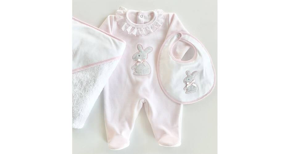 Pijama bebé rabbit rosa de Valentina Bebés | Aiana Larocca