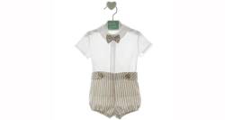 Conjunto niño ceremonia bombacho a rayas avellana &amp; camisa de Marta y Paula | Aiana Larocca