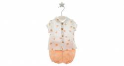Conjunto bebe camisa & pantalón cuadros vichy mandarina de Micolino | Aiana Larocca Conjunto bebe camisa & pantalón cuadros vichy mandarina de Micolino | Aiana Larocca