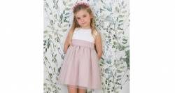 Vestido niña ceremonia rosa con tul  | Aiana Larocca