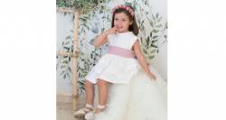 Vestido niña ceremonia lino volantes &amp; lazada  | Aiana Larocca
