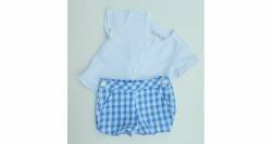 Conjunto niño Camisa y pantalón a cuadros azul de Blanca Valiente | Aiana Larocca Conjunto niño Camisa y pantalón a cuadros azul de Blanca Valiente | Aiana Larocca