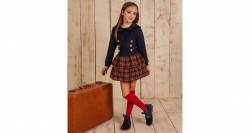 Vestido niña talle bajo falda cuadros escoceses de Nekenia | Aiana Larocca Vestido niña talle bajo falda cuadros escoceses de Nekenia | Aiana Larocca