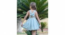 Vestido niña verde BORDADO florecitas &amp; espalda cruzada de Vera by Nekenia | Aiana Larocca