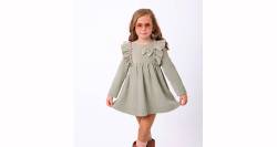 Vestido niña pana verde &amp; volantitos hombro de Nekenia | Aiana Larocca