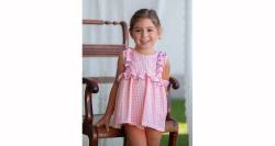 Jesusito cuadros vichy mandarina de Pio Pio by Mon Petit Bonbon | Aiana Larocca