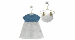 Vestido bebé estampado Liberty combinado con punto AZUL de Micolino | Aiana Larocca Vestido bebé estampado Liberty combinado con punto AZUL de Micolino | Aiana Larocca