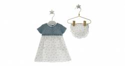 Vestido bebé estampado patitos combinado con punto de Micolino | Aiana Larocca Vestido bebé estampado patitos combinado con punto de Micolino | Aiana Larocca