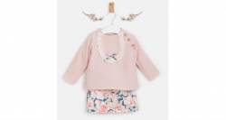 Conjunto niña sudadera rosa y faldita estampado floral de Valentina Bebés | Aiana Larocca