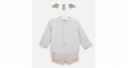 Conjunto niño Camisa verde y pantalón arena de Valentina Bebés | Aiana Larocca