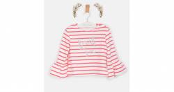 Sudadera niña a rayas coral de Coco Acqua | Aiana Larocca