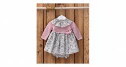 Jesusito niña estampado liberty combinado con punto rosa de Valentina Bebés | Aiana Larocca
