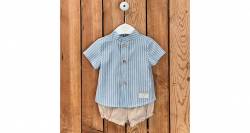 Conjunto niño Camisa a rayas azul & pantalón arena de Valentina Bebés | Aiana Larocca Conjunto niño Camisa a rayas azul & pantalón arena de Valentina Bebés | Aiana Larocca